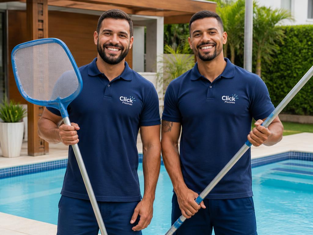 Equipe da Click Piscinas em serviço